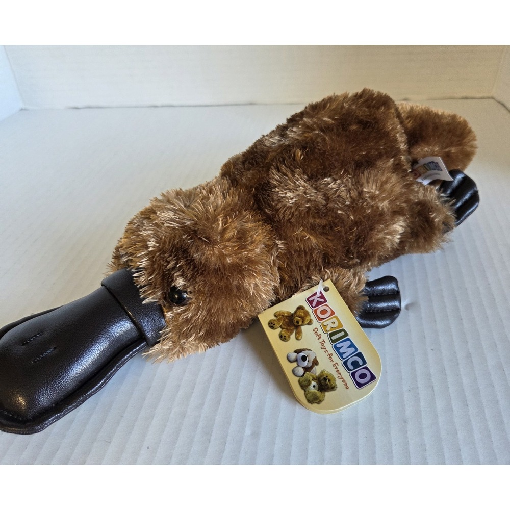 Korimco Duck Billed Platypus Plush Brown 12" Stuffed Animal Vinyl Feet and Bill